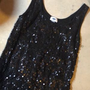 Black sequence tank top